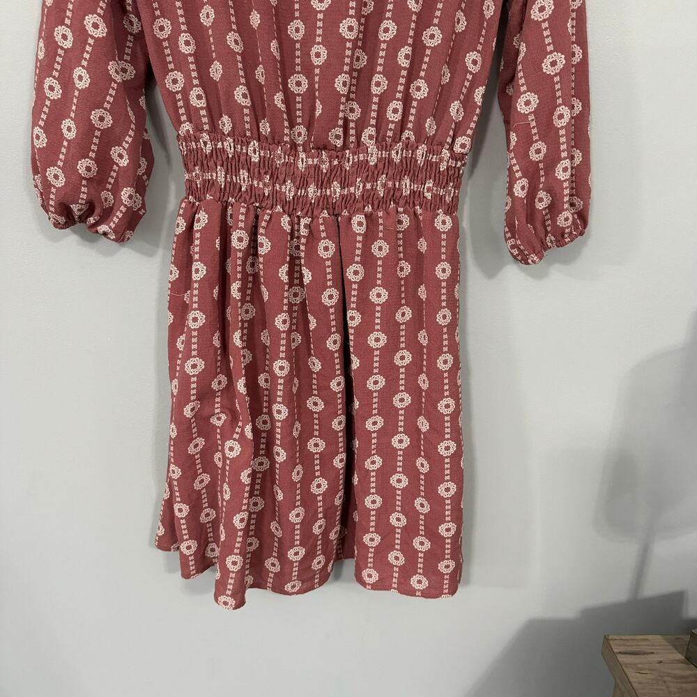 Charming Charlie Pink Long Sleeve Dress Size Medium All Over Print - Picture 3 of 10